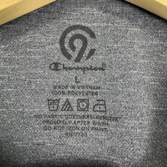 Champion Polo Snap Button Collar Gray Sport Athletic Shirt Mens Size Large - Picture 10 of 12